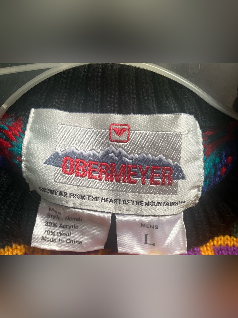 Obermeyer wild Aztec geometric crew neck wool blend Denali sweater - Picture 6 of 7